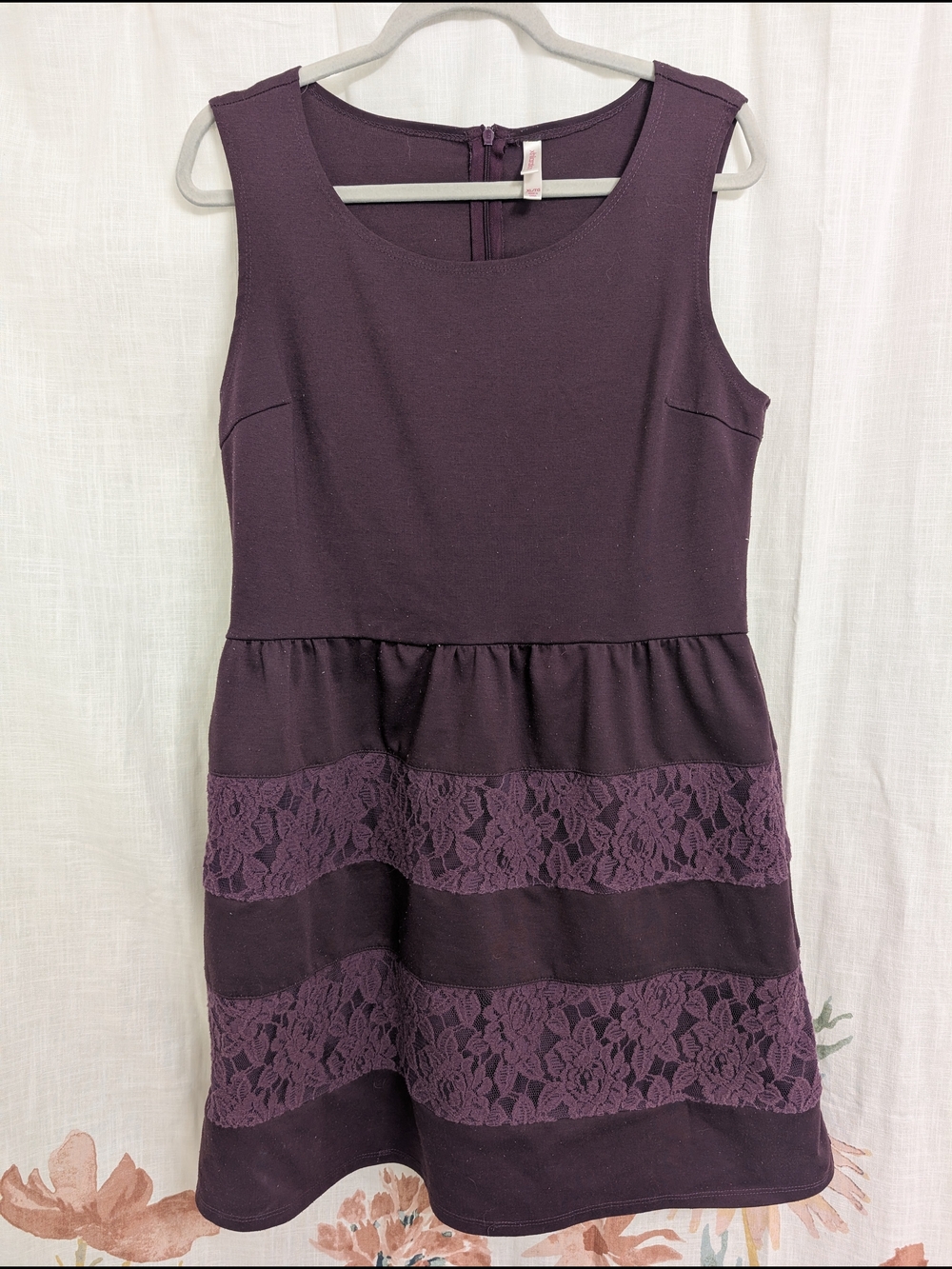 Women's Xhilaration Plum Lace Fit & Flare Dress XL